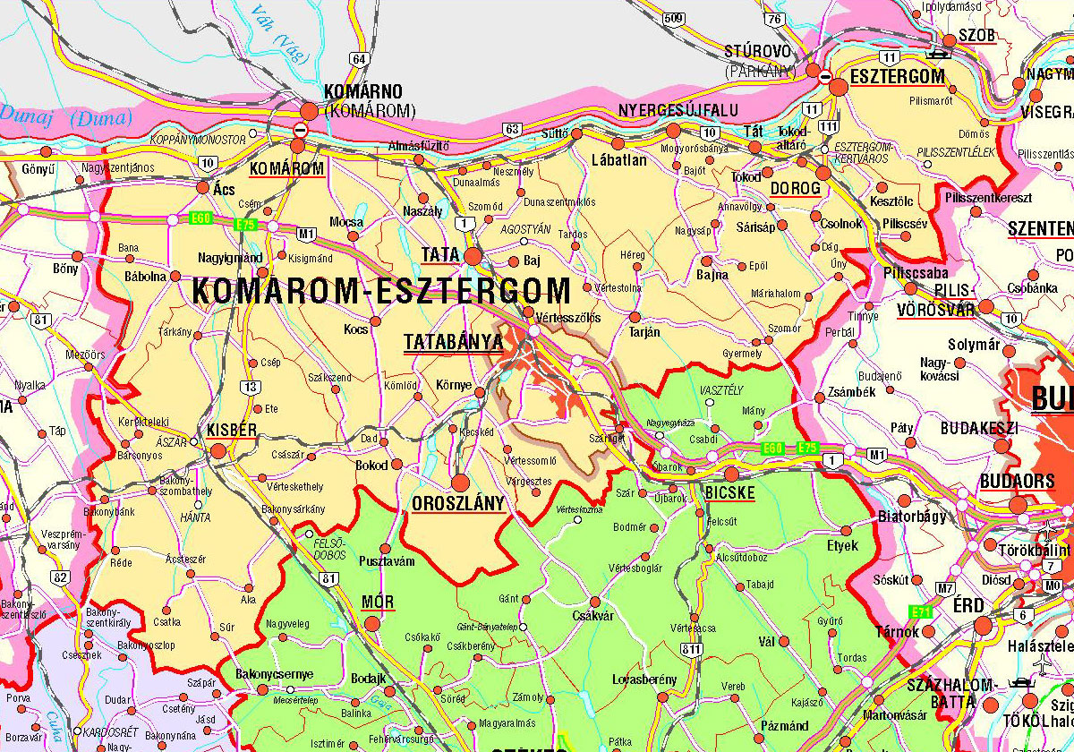 Komárom-Esztergom Vármegye városai, települései 